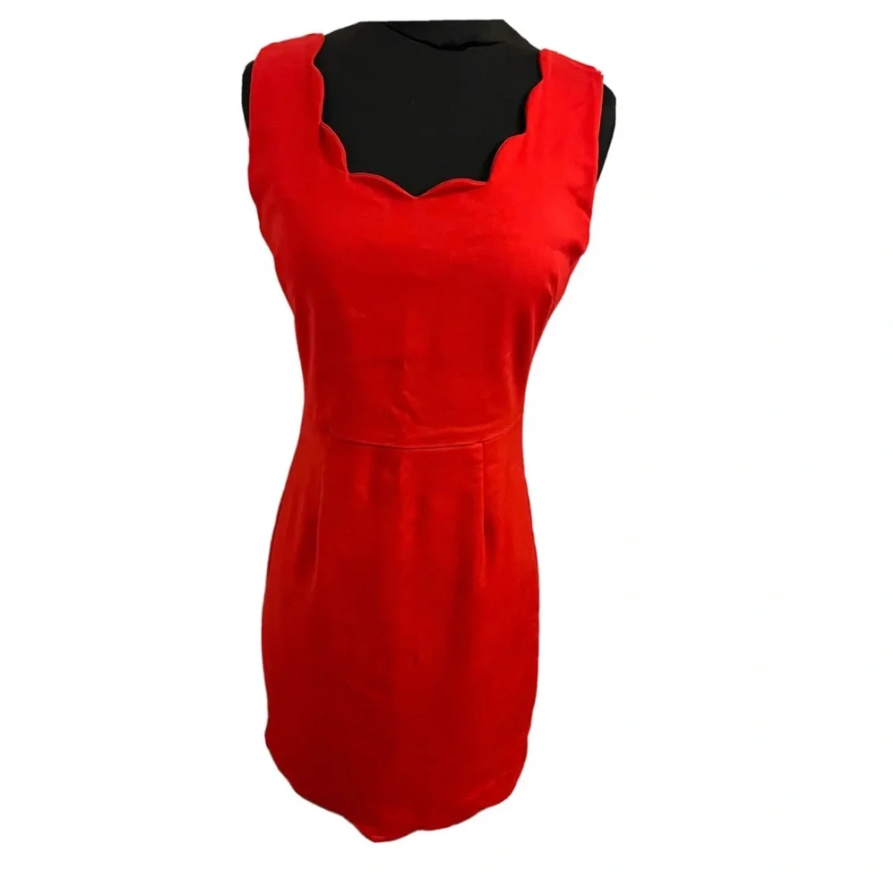 Forever 21 Scalloped Sheath Red Dress Sz M